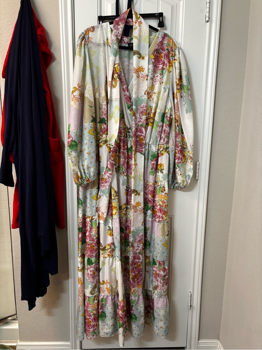 Eloquii Pastel Floral Maxi Dress in Pink, Green, Yellow